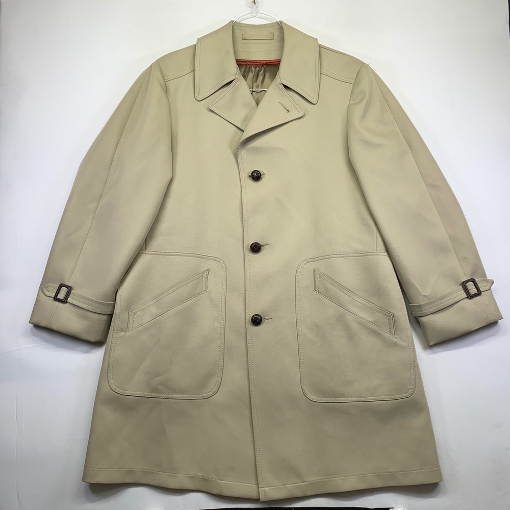 Vintage 70s JCPenney Mens Trench Coat 42 Reg Overcoat Classic Lined True Vintage